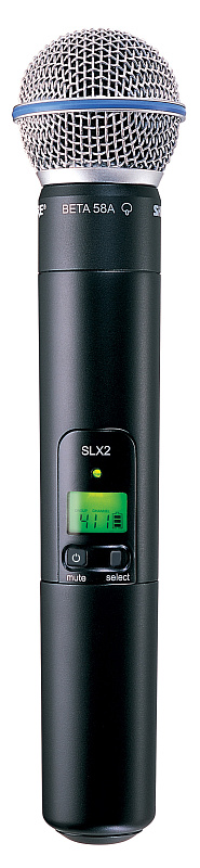 Фото SHURE SLX2/BETA58 L4E 638 - 662 MHz ручной передатчик с капсюлем динамического микрофона BETA 58 для беспроводной системы SLX