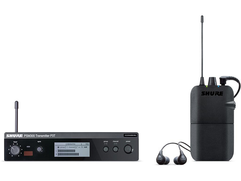 Фото SHURE P3TER K12 614 - 638 MHz беспроводная система персонального мониторинга PSM300 с пластмассовым приемниковым