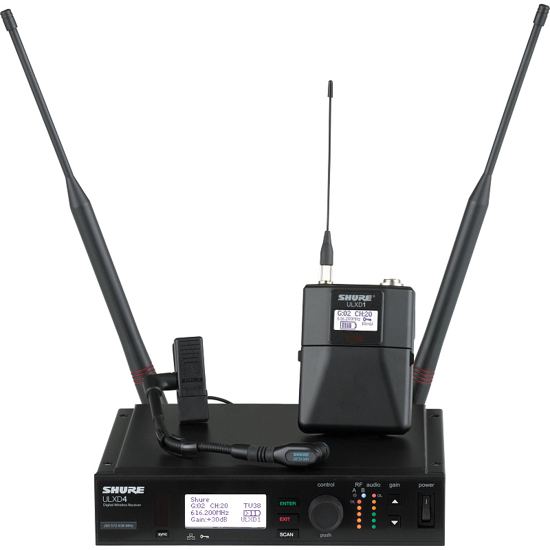 Фото SHURE ULXD14E/SM35-K51 606-670 MHz цифровая инструментальная радиосистема с портативным передатчиком ULXD1 и головным микрофоном