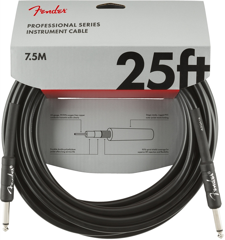 Фото Кабель FENDER 25` INST CBL BLK